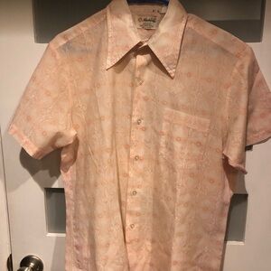 Vintage 60’s Newberry Short Sleeve Light Pink Print Sports Shirt PERFECT…